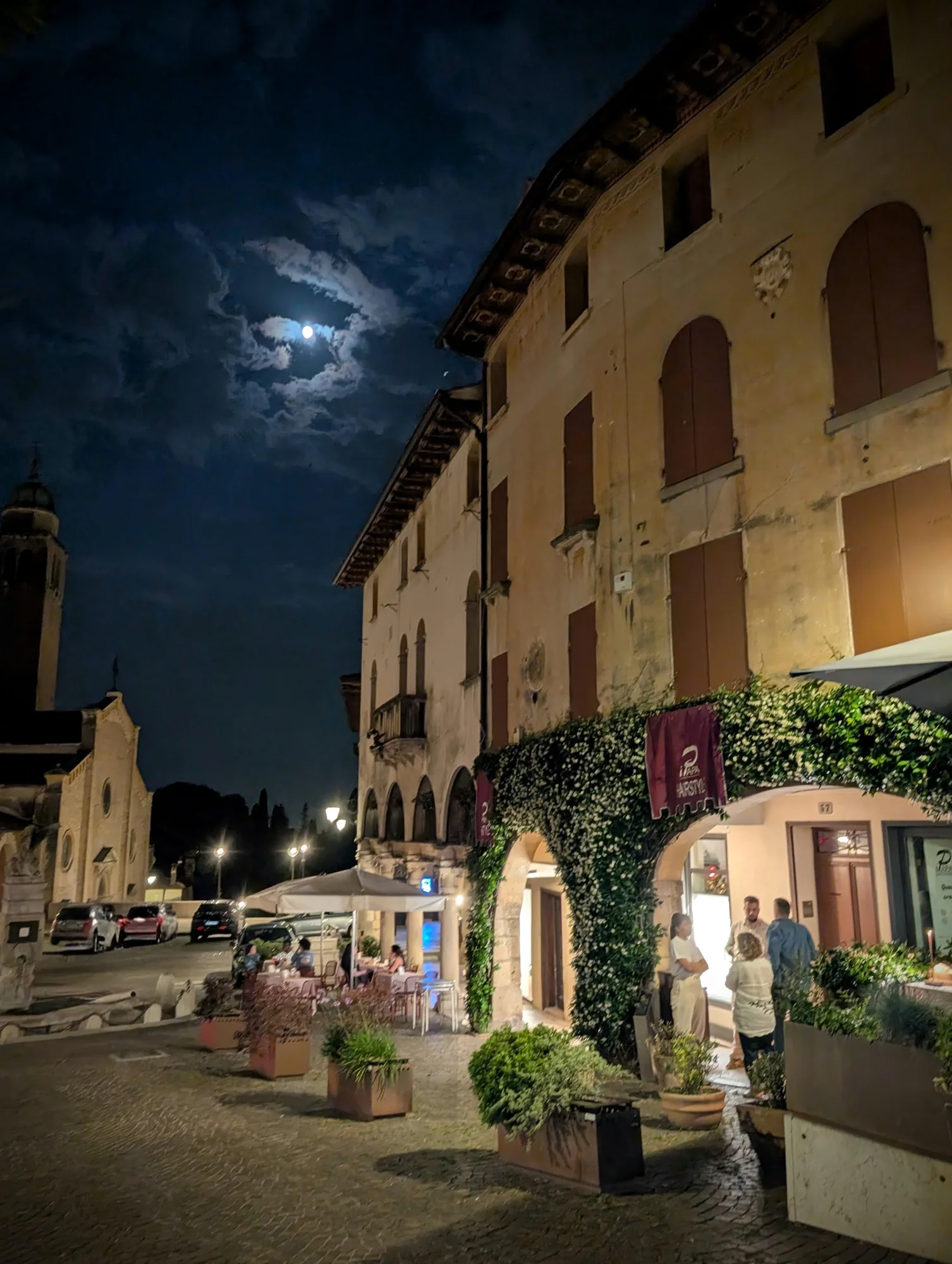 A moonlit piazza
